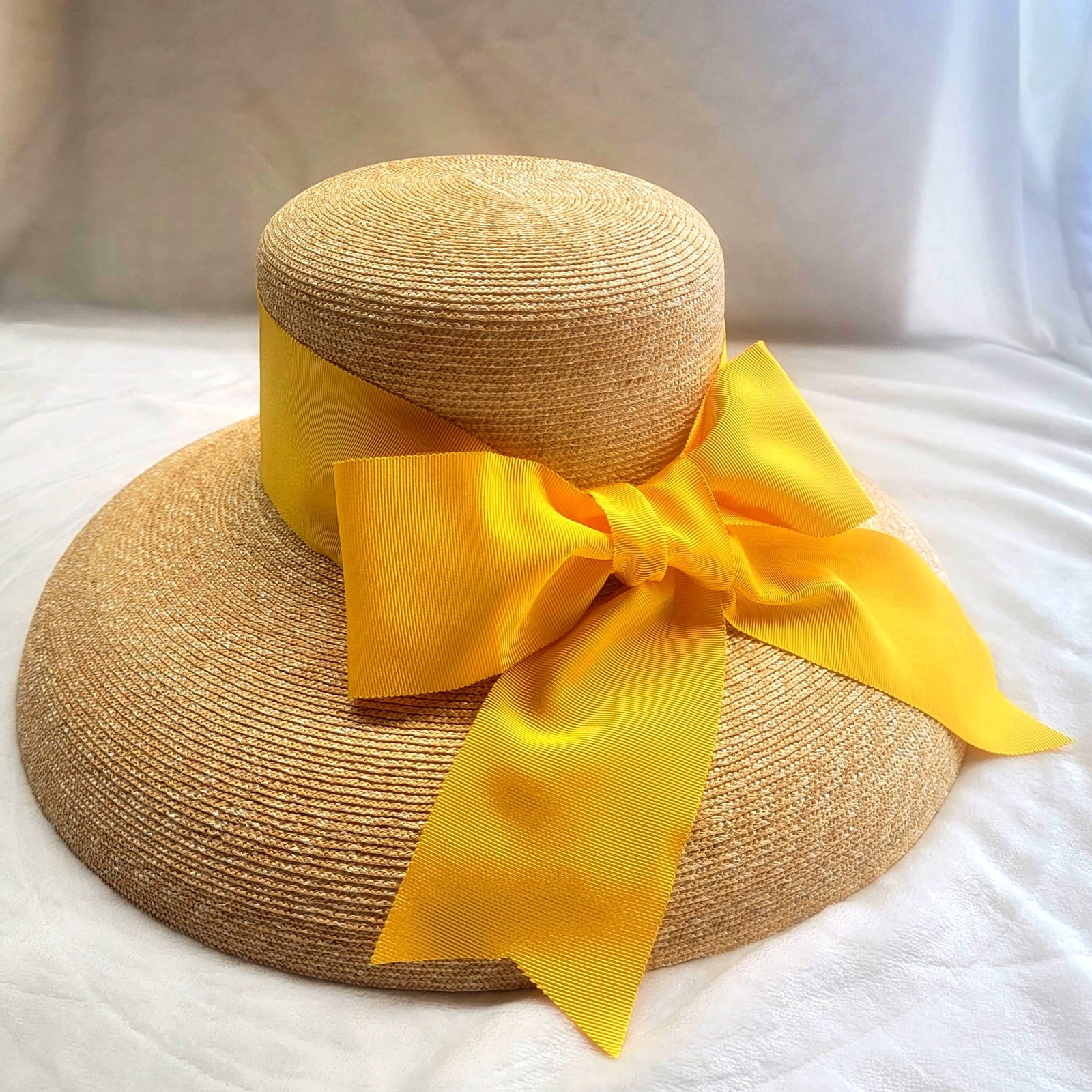 Tall Crown Wide Brim Leghorn Straw Hat - Peter Beaton