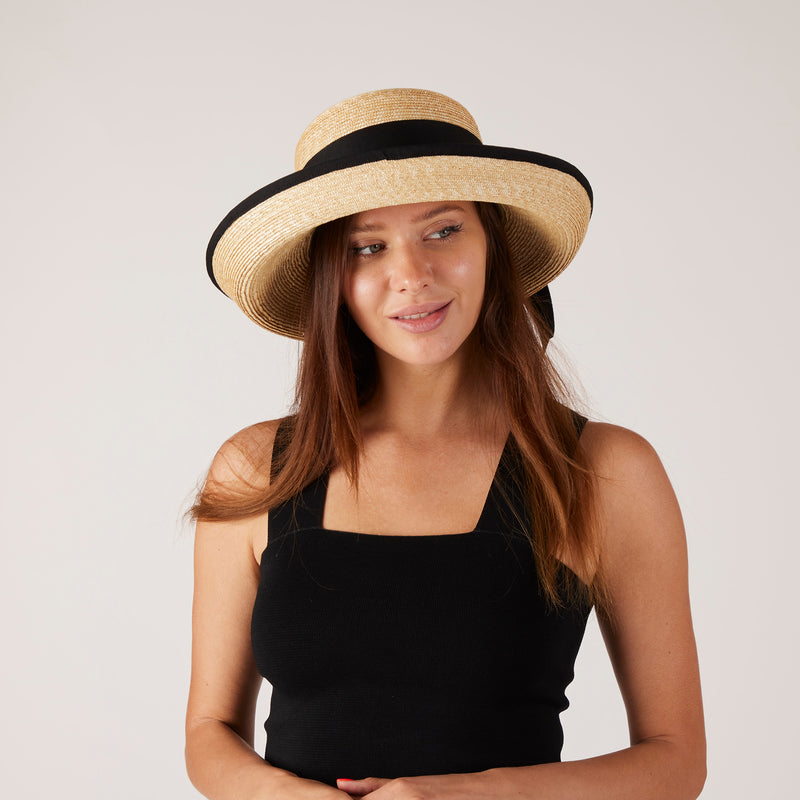 Sconset, Medium Brim - Leghorn Straw with Bound Edge