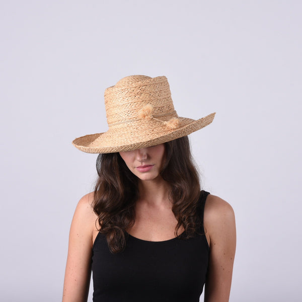 【willfully】ribbon braid raffia hat Women's Medium Brim Raffia Hat with Ribbon - Peter Beaton