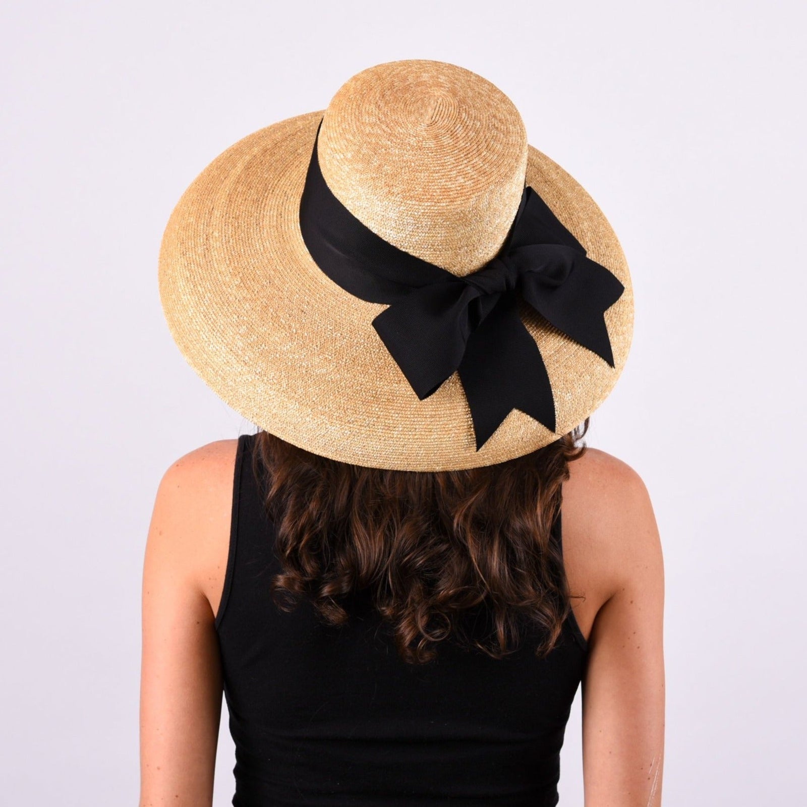 Tall Crown Wide Brim Leghorn Straw Hat - Peter Beaton
