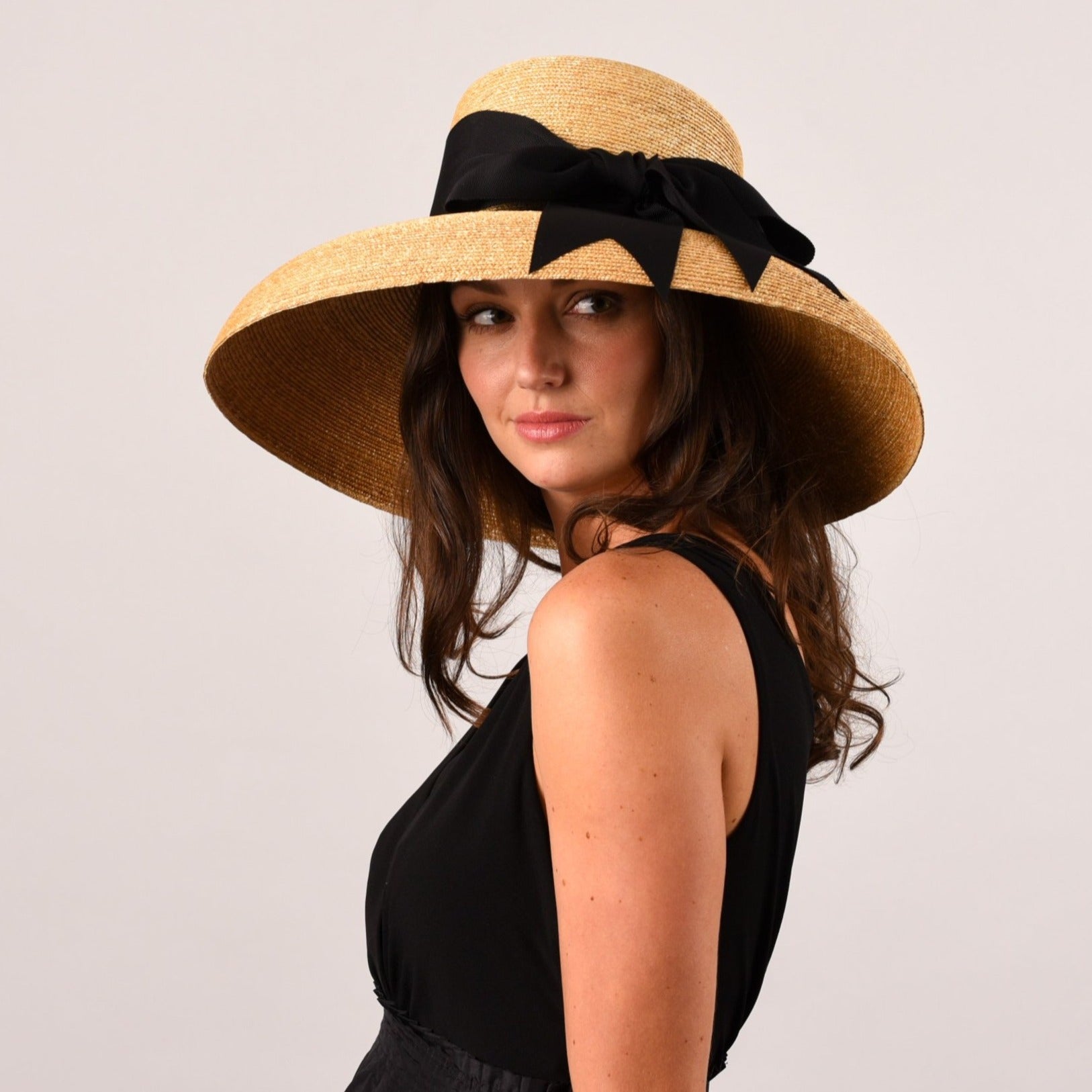 Tall Crown Wide Brim Leghorn Straw Hat - Peter Beaton