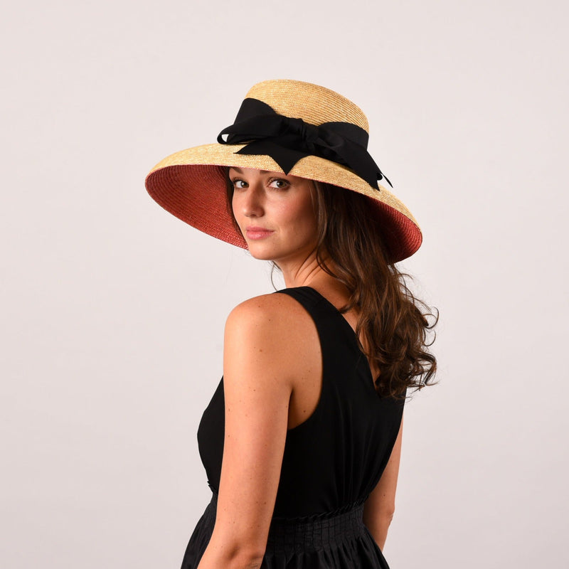 Wauwinet, Medium Brim - Leghorn Straw, Pink Underbrim