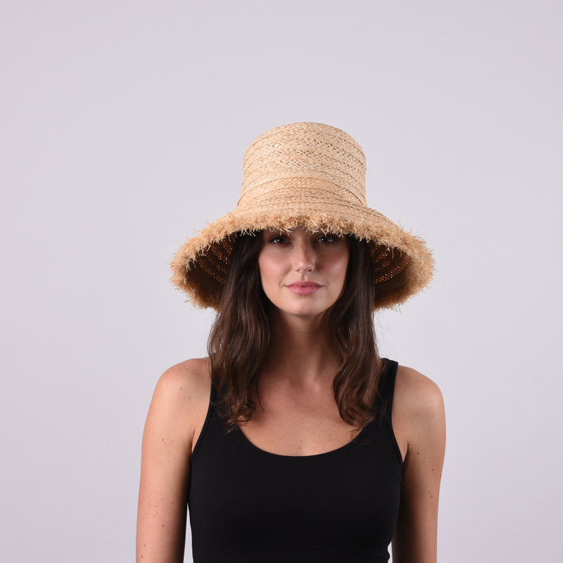 Westmoor, Small Brim - Wide Braid Raffia Straw with Fringe