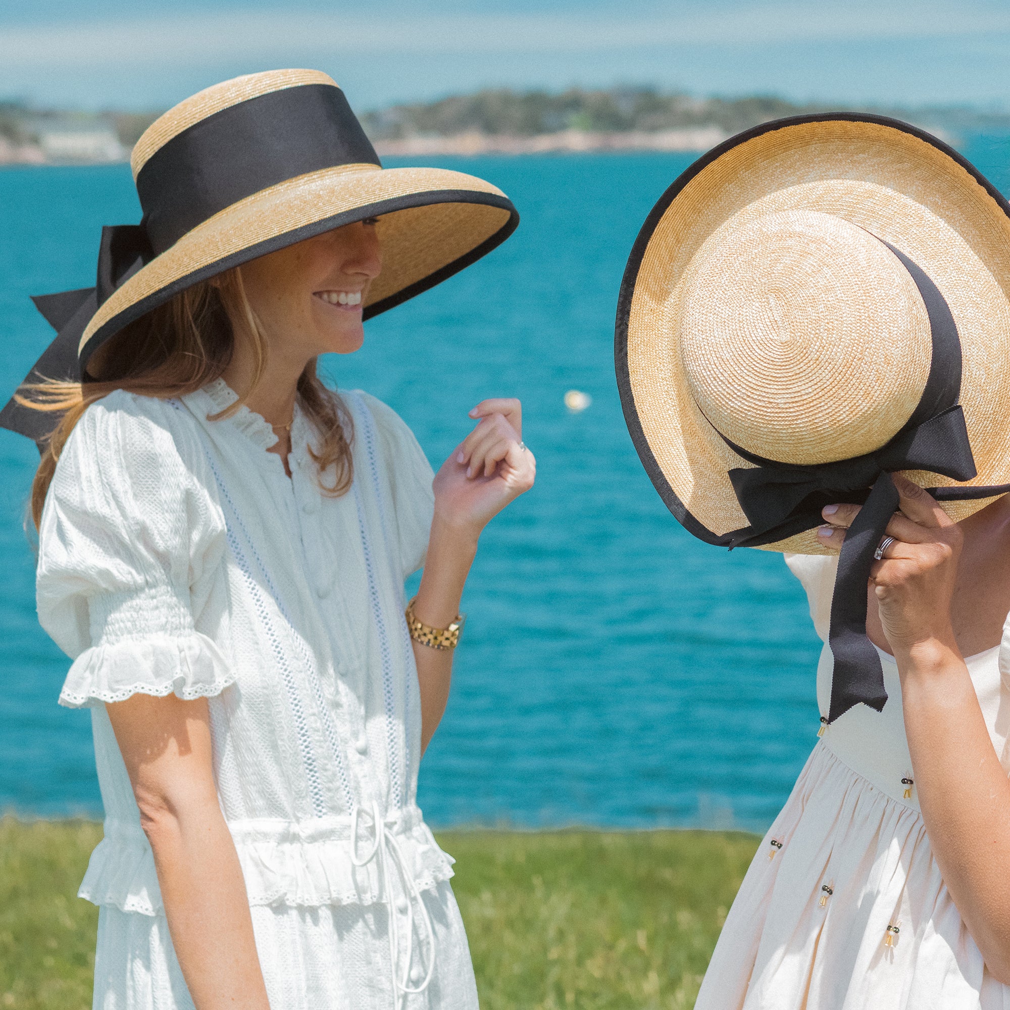 Tall Crown Wide Brim Leghorn Straw Hat - Peter Beaton