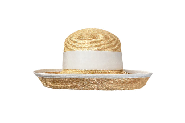 Sconset, Medium Brim - Leghorn Straw with Bound Edge